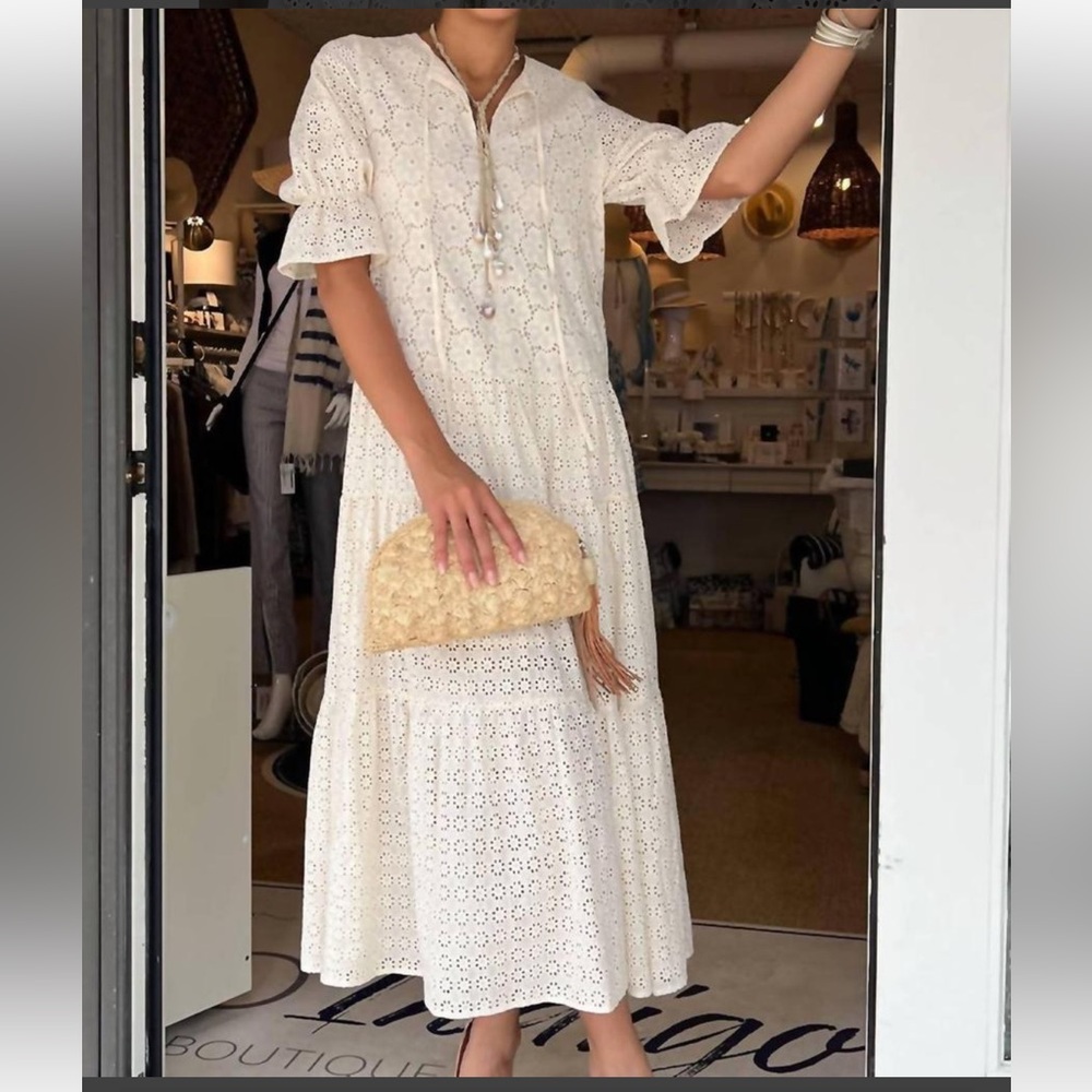 NWT Little Lies Cream - Broderie Eyelet Midi Dress size XS